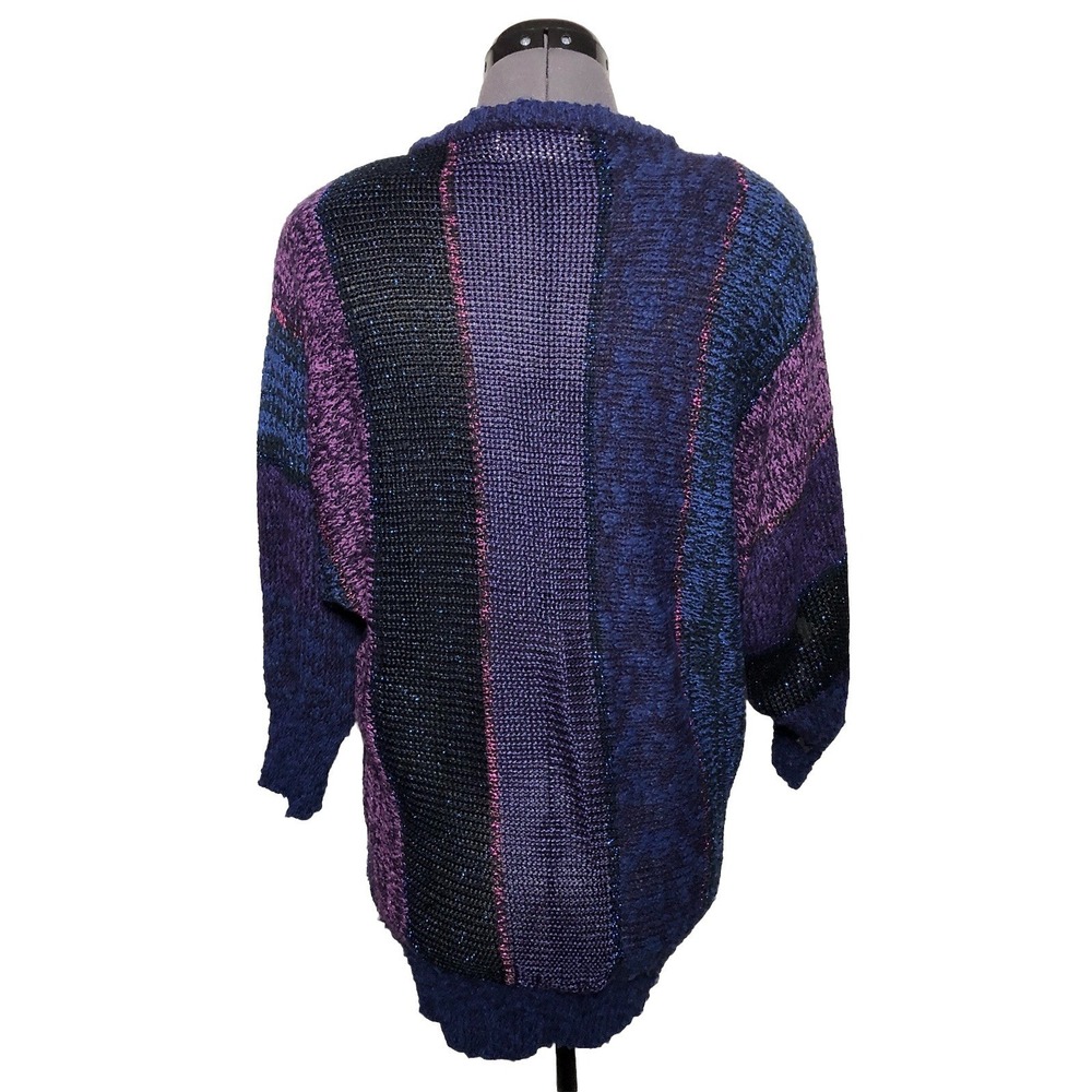 Vtg 80s Funky Statement Sweater Abstract Art Knit Beaded Glam Novelty M B44 - Picture 6 of 9